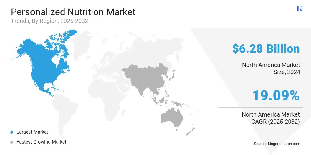 Personalized Nutrition Market Size & Share, By Region, 2025-203